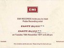 Emitt Rhodes EMP Press Reception Invite Card 16/11/71