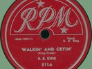B.B. KING Walkin' and Cryin' / The Other Night Blues 78rpm RPM 1952 scarce one