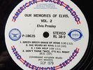 Elvis Presley- Armed Forces Radio (AFRTS) LP Record OUR MEMORIES vol.2 1977 RARE
