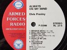 Elvis Presley- Armed Forces Radio (AFRTS) LP Record ALWAYS ON MY MIND 1985 RARE