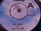ALAN LEE SHAW   SHE MOANS   ORIGINAL PRESS DEMO 45 (supplied in white sleeve)