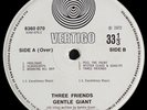 GENTLE GIANT / THREE FRIENDS / UK L/P VERTIGO 6360 070 PLAYS NM / NO MADE IN ENG