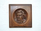 Antique hand carved walnut wall plaque of the composer Franz Schubert c.1900