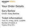 Gary Barlow Tickets 4th May 18 Apollo Manchester