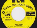 Canada Rockabilly 45  2-sider - BERNIE EARLY - Rock Doll / Your Kisses Kill Me