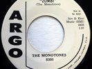 The MONOTONES 45 Zombi / Tom Foolery ARGO doo wop VG++ promo ws305