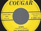 The Marveliers Down / When We Dance 45 EX+ 1960 Detroit Doo Wop Cougar 1868 orig