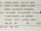 PINK FLOYD - Live, Concert Ticket Stub, London Arena, London UK 07-07-1989