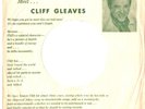 CLIFF GLEAVES--DIE-CUT PICTURE SLEEVE ONLY---PS--PIC---SLV