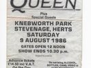 QUEEN  :  KNEBWORTH CONCERT TICKET STUB - 1986 MAGIC TOUR - FREDDIE MERCURY