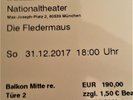 2Tickets Silvester Die Fledermaus Staatsoper Münch, Originalpr. pro Karte 190EUR