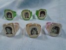 6 1970s ROCK POP STAR NOVELTY RINGS ELVIS MARC BOLAN BOWIE OSMONDS D CASSIDY