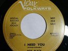 ROY BLACK I Am Not Alone / I Need You VERVE FOLKWAYS 45 M- 1966 promo.
