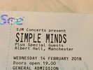 SIMPLE MINDS MANCHESTER 14/02/18 EXCLUSIVE GIG 2 PASSES