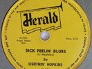 LIGHTNIN’ HOPKINS HERALD 436 SICK FEELIN’ BLUES MOVIN ON OUT BOOGIE 78 RPM  $$$