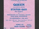 QUEEN : 1986 Magic Tour Maine Road Concert Ticket Stub - Freddie Mercury