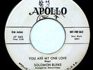 SOLOMON BURKE 45 You Are My One Love / For You Alone 1957 Pop R&B Promo WS1261
