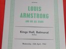LOUIS ARMSTRONG AND HIS ALL STARS KINGS HALL BALMORAL 1961 UK CONCERT PROGRAMME