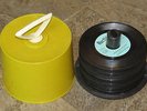Disk-go-case & 48 vintage 45 RPM records: Beatles, soft rock, kids, oldies, pop