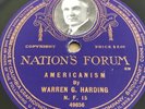 Nation's Forum #9856 Warren Harding AMERICANISM 1920 E++ 78rpm