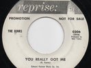 THE KINKS  Reprise White Label Promo 45 YOU REALLY GOT ME / IT'S ALL RIGHT(0306)