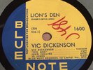 VIC DICKENSON   Tenderly/Lion's Den. Jazz 78. BLUE NOTE 1600. 78rpm