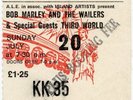 Bob Marley & The Wailers Hardrock Concert Theatre, Manchester 20/7/75 Ticket