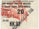 Bob Marley & The Wailers Hardrock Concert Theatre, Manchester 20/7/75 Ticket