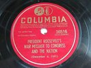 President Roosevelt's War Message To Congress & The Nation - COLUMBIA 36516