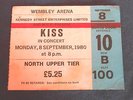 KISS.CONCERT TICKET.8 SEPT 1980.IN VERY GOOD CONDITION.