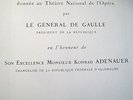 GÉNÉRAL DE GAULLE CHANCELIER ADENAUER ALLEMAGNE, 4 JUILLET 1962 PROGRAMME OPERA
