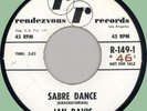 JAN DAVIS Sabre Dance / Hop, Skip & Jump 45rpm Rendezvous 1961 surf guitar
