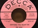 THE WHO - PROMO 45rpm Anytime You Want Me / Anyway Anyhow Anywhere DECCA Records