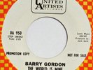 BARRY GORDON The World Is Mine U.A. 45 popcorn teen VG++ 7” HEAR