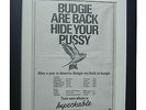 BUDGIE+Impeckable+TOUR+POSTER AD+RARE ORIGINAL+1978+FRAMED+EXPRESS GLOBAL SHIP