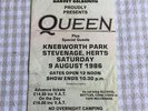 Queen Knebworth ticket 09/08/86 (ref B) - final concert