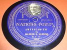 78rpm  Nation's Forum 15 WARREN G. HARDING Americanism 1920