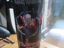 IRON MAIDEN TROOPER ETCHED BEER GLASS & COLLECTABLE TIN & EMPTY BOTTLE (NO BEER)