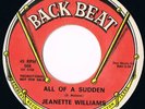Jeanette Williams All of a sudden  Northern Soul Back Beat Records PROMO