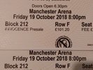 2 x Seated U2 Tickets Block 212 Row F Manchester Arena Friday 19th October 19/10