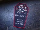 Bathory Coffin Back Patch Back Shape Patch Black Metal Midnight Red Border