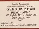 Iron Maiden Ticket For 1981 Xmas Secret Gig At Ruskin Arms - Nwobhm