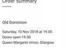 2x Old Dominion Concert tickets - Sat 10th Nov - Queen Margaret Union, Glasgow