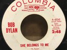 BOB DYLAN - Subterranean Homesick Blues/She Belongs To Me Columbia dj promo 45