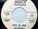 DYNAMICS & Tony Maresco VG++ 45 Herald promo BETTY MY OWN b/w FOREVER LOVE  KZ12