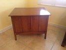 Vintage Imperial Music Minder Walnut and Brass Accent Rotating LP Storage Cabine