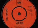 THE REGENTS - WORDS / WORRYIN' KIND (CBS)  - Rare 60's UK Pop Rock 45 VG