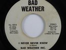 70s Soul 45 BAD WEATHER INC. I Never Never Knew BAD WEATHER HEAR