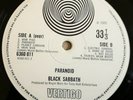 Black Sabbath LP Paranoid UK Large Vertigo swirl press