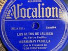 HERMANAS PADILLA Los Altos De Jalisco 78 RPM Vocalion 9144 Mexican